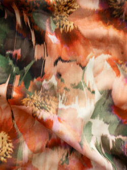 Lady McElroy - Viscose Challis - Lakeside Blooms - Peach