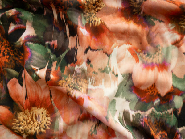 Lady McElroy - Viscose Challis - Lakeside Blooms - Peach