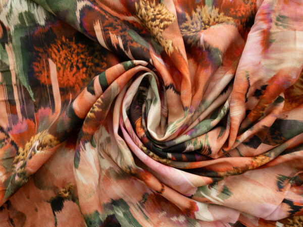 Lady McElroy - Viscose Challis - Lakeside Blooms - Peach