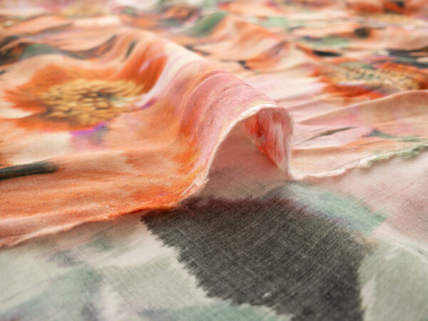 Lady McElroy - Viscose Challis - Lakeside Blooms - Peach