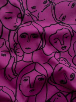 Lady McElroy – Cotton Lawn – Crowded Faces - Fuchsia
