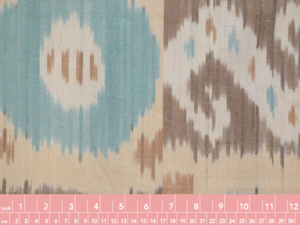 Laura & Kiran Deadstock - Heavyweight Cotton Ikat - Bukhara - Aqua/Taupe