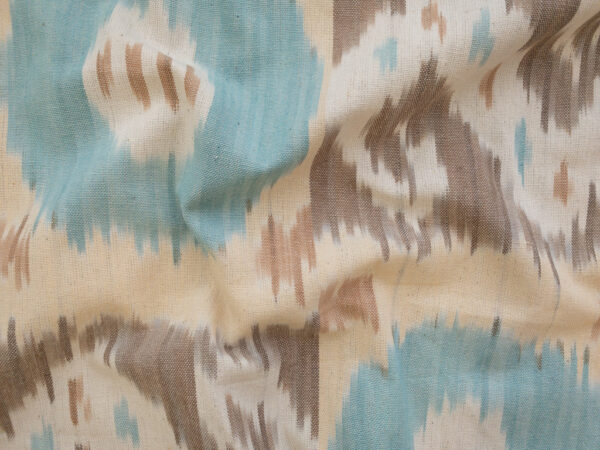 Laura & Kiran Deadstock - Heavyweight Cotton Ikat - Bukhara - Aqua/Taupe