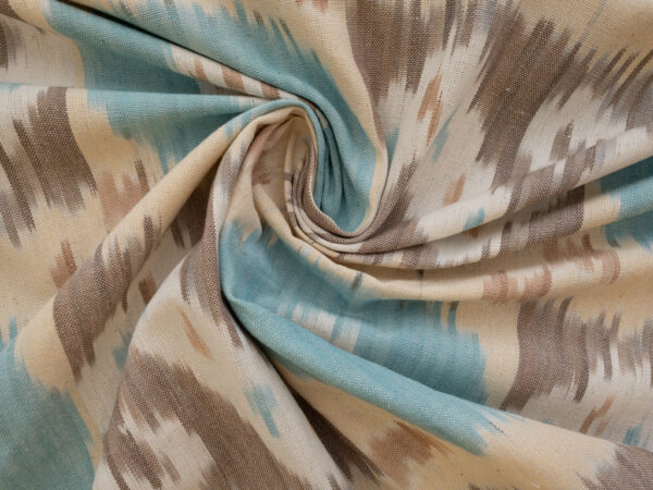 Laura & Kiran Deadstock - Heavyweight Cotton Ikat - Bukhara - Aqua/Taupe