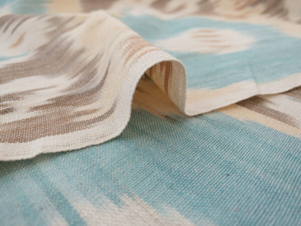 Laura & Kiran Deadstock - Heavyweight Cotton Ikat - Bukhara - Aqua/Taupe