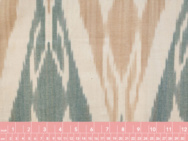 Laura & Kiran Deadstock - Heavyweight Cotton Ikat - Uzbek - Aqua/Tan