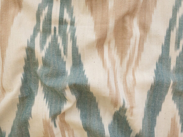 Laura & Kiran Deadstock - Heavyweight Cotton Ikat - Uzbek - Aqua/Tan