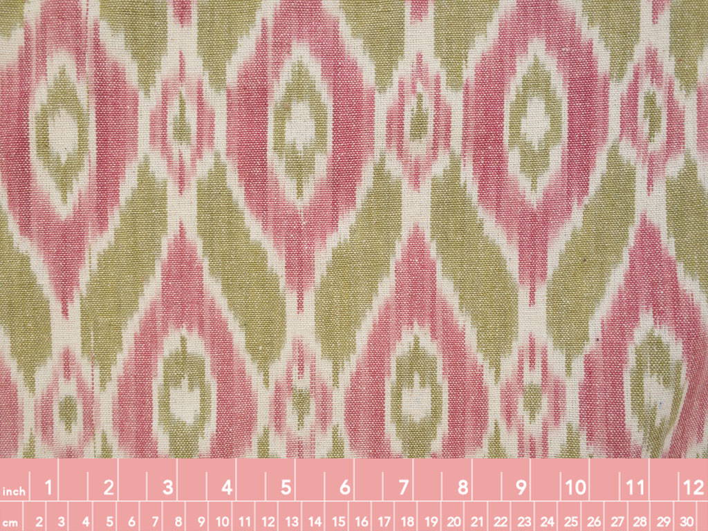 Laura & Kiran Deadstock - Heavyweight Cotton Ikat - Istanbul - Pink/Green