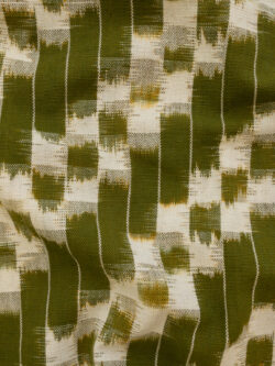 Laura & Kiran Deadstock - Heavyweight Cotton Ikat - Little Boxes - Olive/Natural