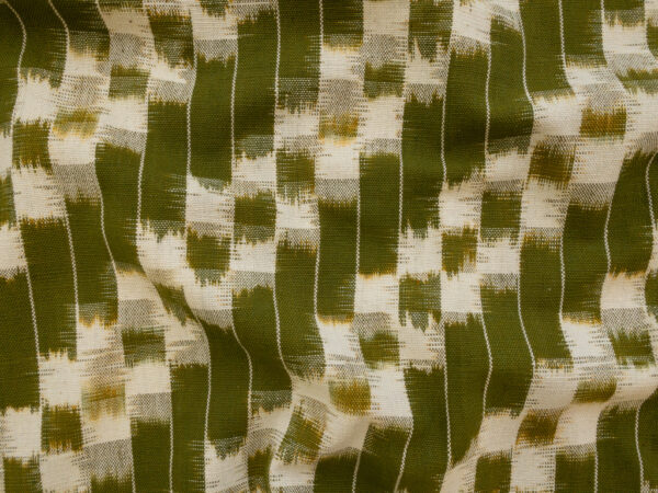 Laura & Kiran Deadstock - Heavyweight Cotton Ikat - Little Boxes - Olive/Natural