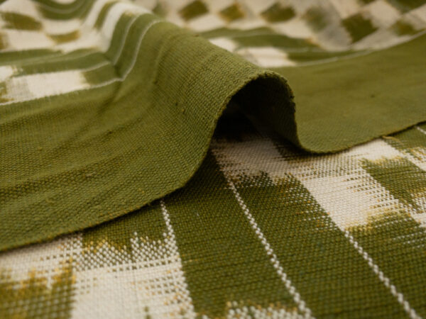 Laura & Kiran Deadstock - Heavyweight Cotton Ikat - Little Boxes - Olive/Natural