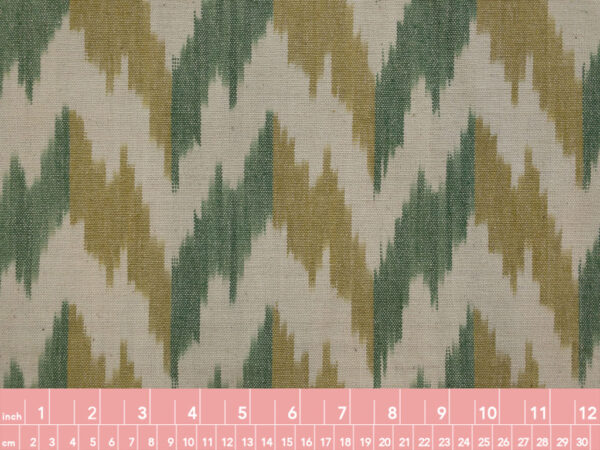 Laura & Kiran Deadstock - Heavyweight Cotton Ikat - Flame - Green