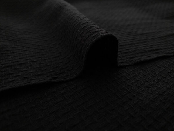 Textured Yarn Dyed Cotton - Dashes - Black