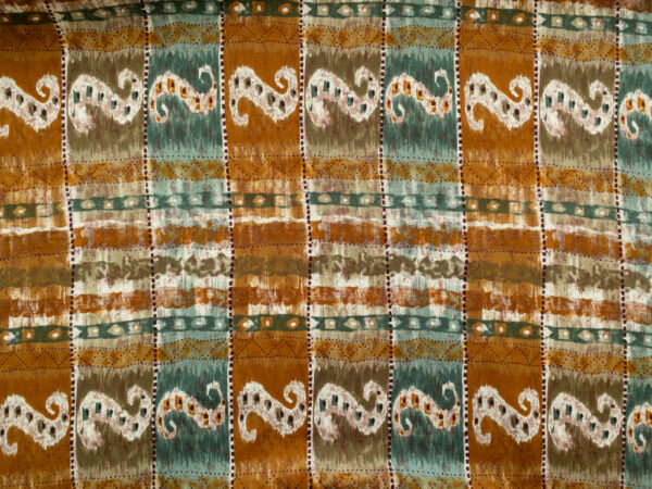 British Designer Deadstock - Linen/Rayon - Painterly Stripes - Sienna/Teal