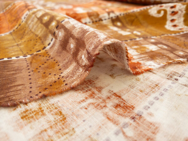 British Designer Deadstock - Linen/Rayon - Painterly Stripes - Sienna/Orange