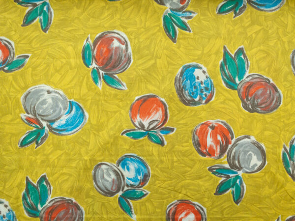 New York Designer Deadstock - Cotton Poplin - Painted Apples - Lime