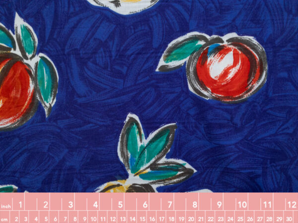 New York Designer Deadstock - Cotton Poplin - Painted Apples - Royal