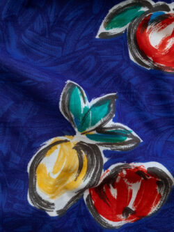 New York Designer Deadstock - Cotton Poplin - Painted Apples - Royal