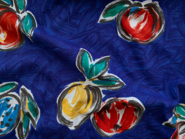 New York Designer Deadstock - Cotton Poplin - Painted Apples - Royal