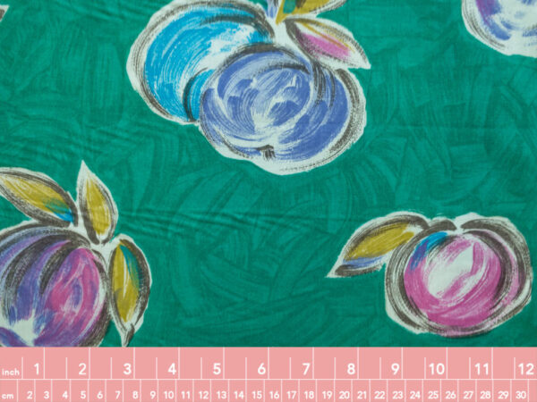 New York Designer Deadstock - Cotton Poplin - Painted Apples - Jade