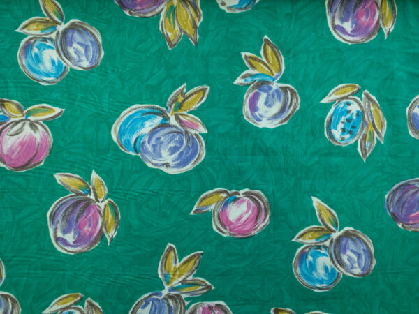 New York Designer Deadstock - Cotton Poplin - Painted Apples - Jade