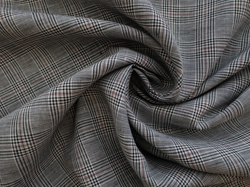 British Designer Deadstock - Yarn Dyed Linen - Prince of Wales Plaid ...