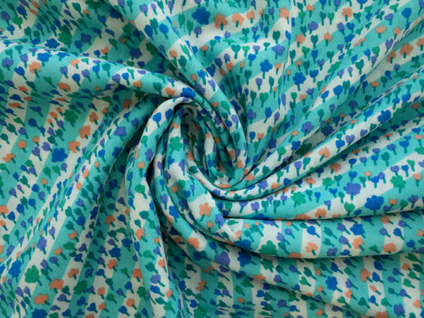 New York Designer Deadstock - Wool Crepe - Playful Floral - Teal