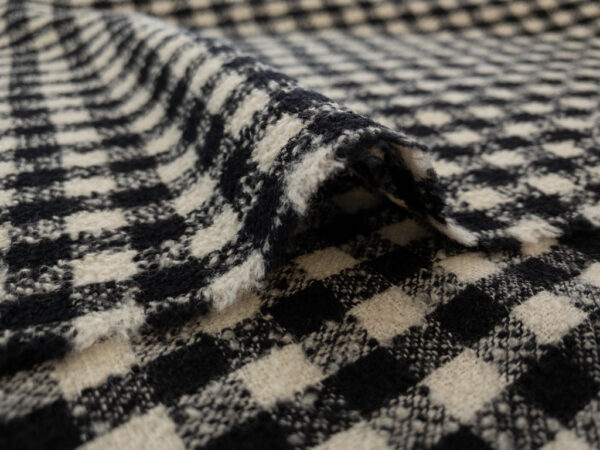 European Designer Deadstock – Yarn Dyed Wool Blend Boucle – Black/White