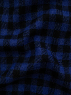 British Designer Deadstock – Yarn Dyed Wool/Polyester Coating - Gingham - Blue/Black
