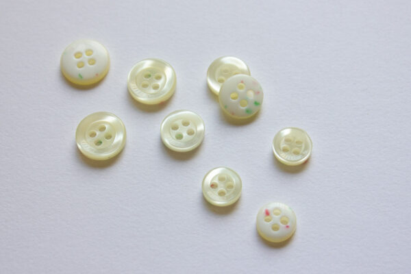 Shiny Plastic Shirt Buttons - Cream