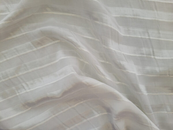 Designer Deadstock – Viscose Challis - Satin Stripe - White