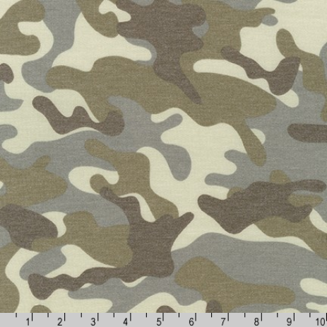 Sunset Studio - Rayon/Polyester French Terry - Camo Print - Taupe