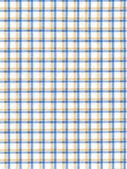 Cotton Seersucker Check - Blue/Tan Plaid