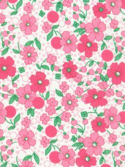 Quilting Cotton - Flowerhouse: All a Flutter - Retro Floral - Pink