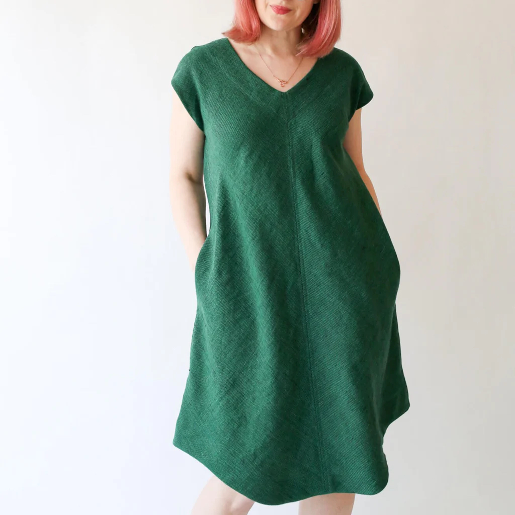 white christmas dresses Cotton Velvet Dress Removable Collar Emerald, Green main image 1