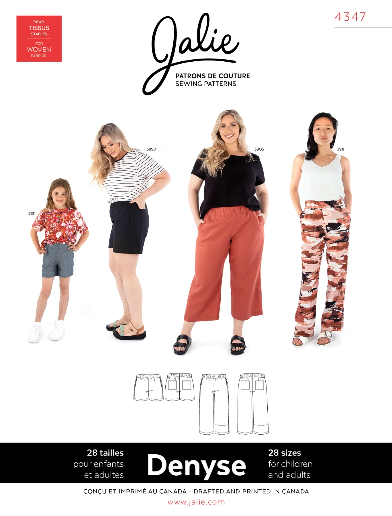 Jalie Denyse Pull-on Woven Pants & Shorts #4347 - Stonemountain & Daughter  Fabrics