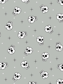 Quilting Cotton – Creature Feature - Skulls - Gray