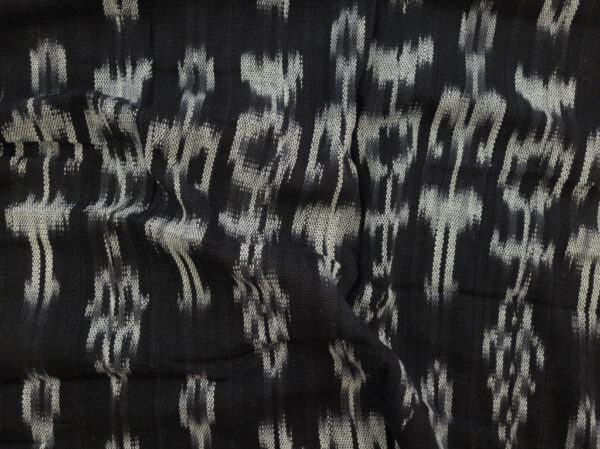 Designer Deadstock - Handwoven Cotton Ikat - Standing Figures - Black