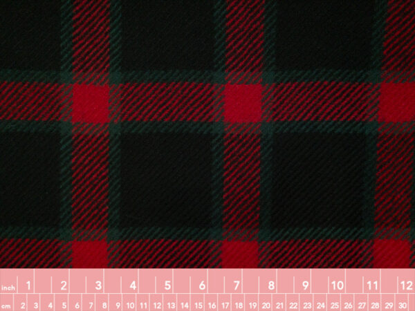 British Designer Deadstock - Wool Tweed Check - Black/Red/Green