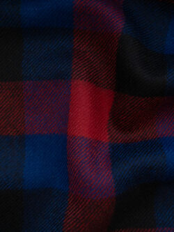 British Designer Deadstock - Wool Tweed Buffalo Check - Red/Blue/Black