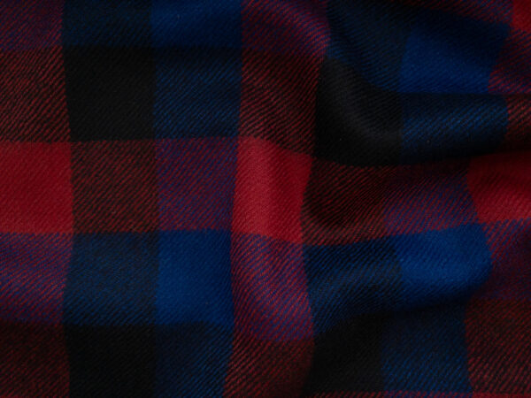 British Designer Deadstock - Wool Tweed Buffalo Check - Red/Blue/Black