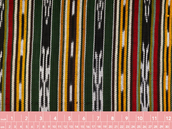 Guatemalan Handwoven Cotton Jaspe - Varied Stripe - Green/Gold