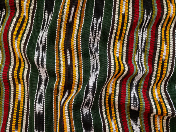 Guatemalan Handwoven Cotton Jaspe - Varied Stripe - Green/Gold