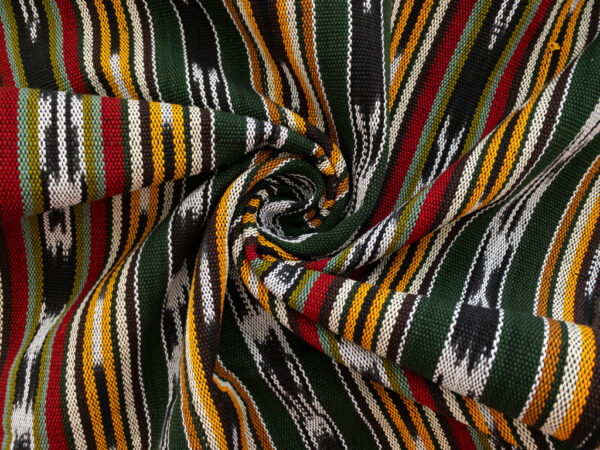 Guatemalan Handwoven Cotton Jaspe - Varied Stripe - Green/Gold