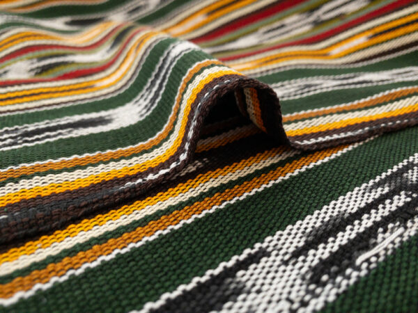 Guatemalan Handwoven Cotton Jaspe - Varied Stripe - Green/Gold