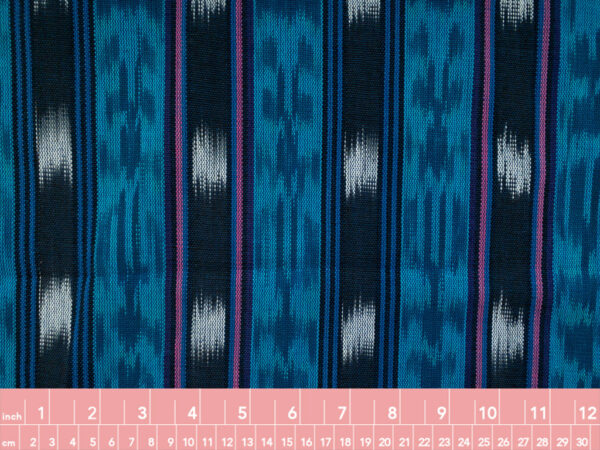Guatemalan Handwoven Cotton Jaspe - Dashed Stripe - Electric Blue