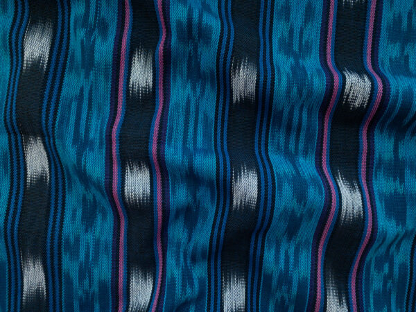 Guatemalan Handwoven Cotton Jaspe - Dashed Stripe - Electric Blue