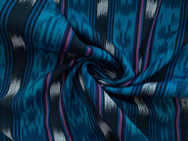 Guatemalan Handwoven Cotton Jaspe - Dashed Stripe - Electric Blue