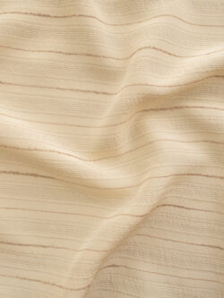Designer Deadstock - Silk/Polyester Crepe de Chine - Textured Stripe - Cream/Copper