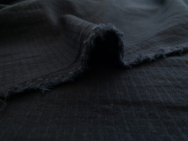 Linen/Cotton Jacquard - Small Grid - Black